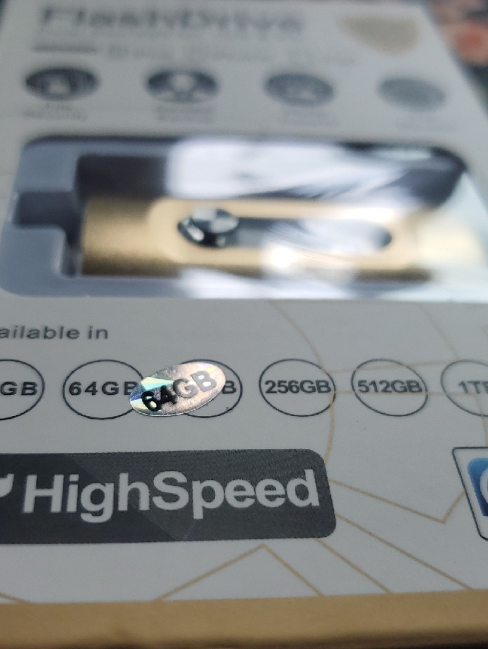 Gold FlashDrive Dual Storage for iOS & PC - HighSpeed 64 - Picture 2 of 5